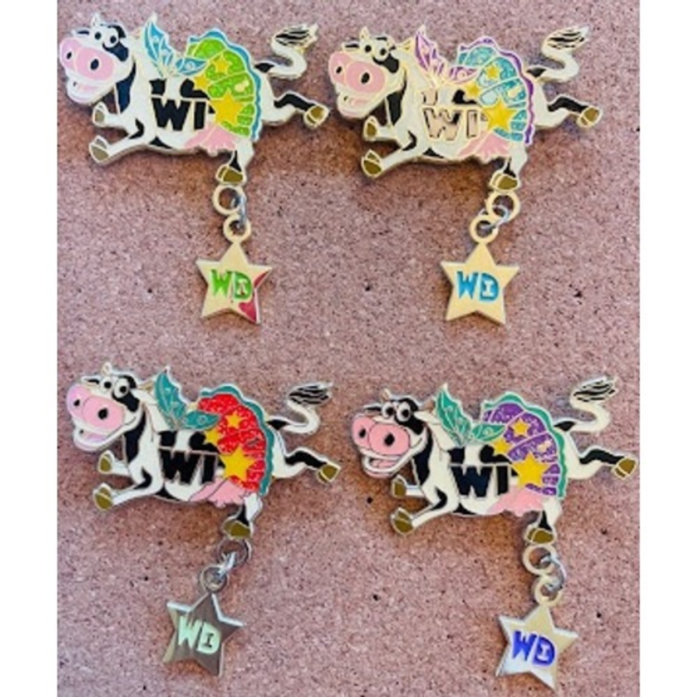 Wisconsin WIDI Destination Imagination Flying Dragon Cow Dangle Pin Set Lot 4